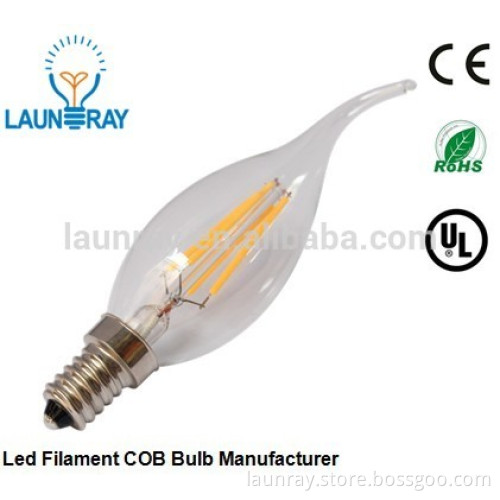 E12 4W LED Filament Candle Bulb Dimmable 120V Warm White 2700K